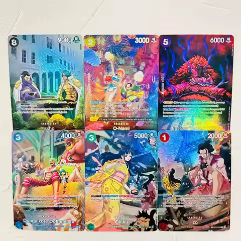 One Piece Issho O-Nami Kid Doflamingo Izo DIY 6Pcs Holographic Texture Cards EN Collectible Grade Cl