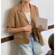 Women Korean Style Lapel Short Jackets Short Sleeved Casual  Blazer