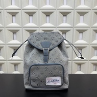 [FW23 New Product] L V Montsouris Retro Old Flower Distressed Denim Coating Canvas Patchwork Cow Lea