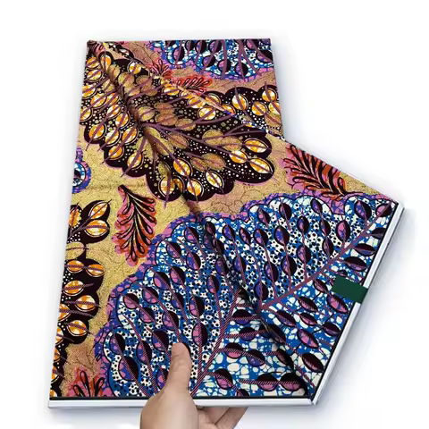 100%Cotton Gold Print Batik African Real Wax Fabric High Quality Soft Pagne Flash Gold Print Batik N