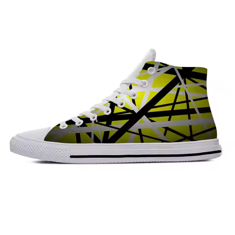 Hot EVH 5150 Stripes Guitar Metal Rock Music Band Breathable Lightweight High Top Casual Cloth Shoes