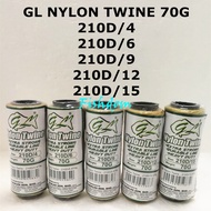 GL NYLON TWINE 70G FISH NET THREAD FISH NET KITE ROPE 210D/4 210D/6 210D/9 210D/12 210D/15