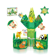 PicassoTiles 56 Pc Forest Animal Magnet Tile Building Blocks Toy Set