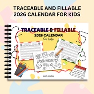 Traceable and Fillable 2026 Calendar for Kids Activity Book | 24 Pages | A4 Paper Size 75gsm | Color