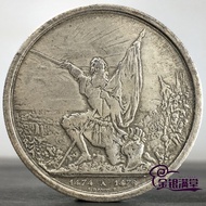 A Antique Rare Foreign Silver Dollar 1874 Year Foreign Warrior Silver Coin Old Silver Round Foreign 