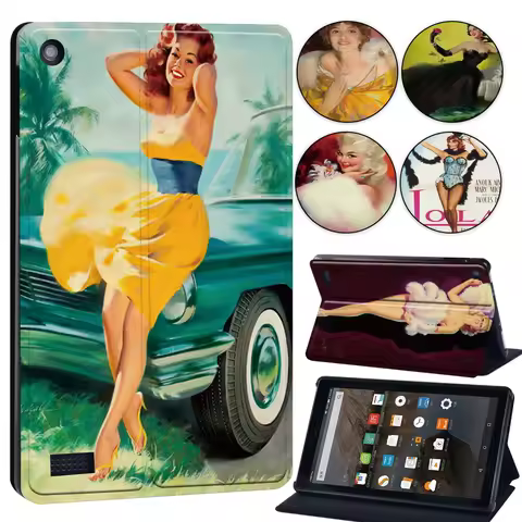 Tablet Leather Cover for Fire 7 (5th 7th 9th)/Fire HD 10/10 Plus 11th Gen 2021/Fire HD 8 HD 8 Plus P