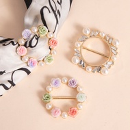 Headscarf Buckle Pearl Clothes Corner Silk Scarf Shawl Alloy Brooch Ring Tudung Scarf Ring Shawl