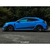 Js Racing Honda Civic FK8 / FK7 Side Skirt Sticker Racing Decal Door Stripe & Rear bumper Vinyl