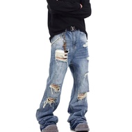 Original Clothes Room · Atelier🔥Super All-Match🏖️American Retro Loose Straight Ripped Patch Jeans Ma