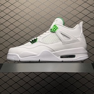 Men's Silver Green Air Jordan 4 Retro Shoes Cultural Style