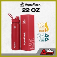 ❧ ◶ ⊕ AQUAFLASK (22 OZ) Wide Mouth with Spout Lid Vacuum Insulated Stainless Steel Drinking