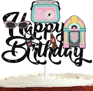 50s Disco Happy Birthday Cake Topper for Kid Adult Jukebox 1950s Diner Soda Shoppe Rock and Roll Soc