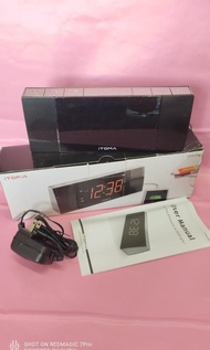 $38均⛔價、 全新貨品、帶藍牙揚聲器的鬧鐘收音機、FM 收音機、帶貪睡功能的雙鬧鐘、手機 USB 充電、自動和手動調光器 iTOMA CKS503、實物圖片