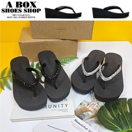 Checked Shop * [KBSQ-927] Front 4cm Heel 6.1cm Fashion Flashing Diamond Comfortable Thick-Soled Flip