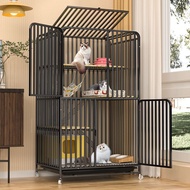 Cat Cage for Home Use with Built-in Litter Box Extra-Large Double-Deck Villa-Style Cat House Offerin