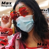 MAXG Strawberry Sunglasses, Halloween Costume Metal Rimless Sun Glasses, Women Street Snap Y2K Shade