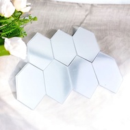 Avvvet Hexagonal Wall Mirror Sticker Mini Anti-Shatter Hexagon Glass Sticker Paste Mirror Wall Decoration Sticker Acrylic Mirror Tempered Glass Bathroom Toilet Decoration