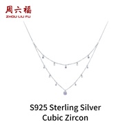 ZHOU LIU FU 周六福 สร้อยคอจี้เงิน S925 Sterling Silver Double Layer Necklace Natural Freshwater Pearl G