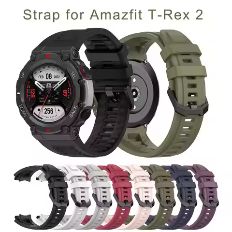 Silicone Black Band Strap For AMAZFIT T-Rex 2 Replacement Man Adjustable Sport Strap Band With Remov