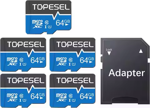 5-Pack 64GB Micro SD Card Class 10 UHS-I High Speed TF Card for Cameras, Smartphones, Drones