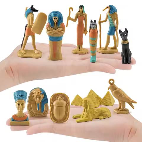 ZK40 12 Pcs Ancient Egypt Egyptian God Goddess Figurines Set PVC Miniature Statues Set