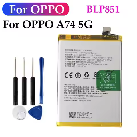 New 5000mAh BLP851 Battery For OPPO A74 5G CPH2197 CPH2263 Mobile Phone Battery + Free Tools