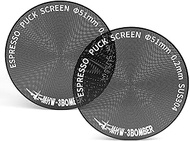 MHW-3BOMBER 51mm Espresso Puck Screen 2Pcs, 0.2mm Ultra-Thin Titanium Coated Reusable Coffee Filter,