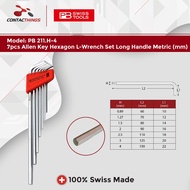 PB SWISS TOOLS 7pcs Allen Key Hexagon L-Wrench Set Long Handle Metric (mm) PB 211.H-4