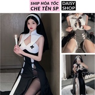 Cosplay of The Nun The Nun with sexy high hem - sexy high-end Nun costume nightgown
