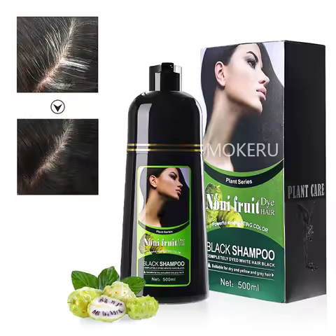 Mokeru 5 Minutes Black Hair Dye Shampoo Natural Organic Long Lasting Permanent Gray Hair Color Shamp