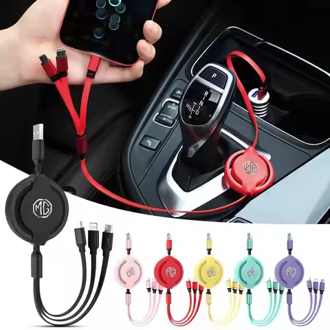 Scalable 3 In 1 Car Interior Charging Data Cable Phone Charger Fit MG Cyberster MG4 EV MG3 MG5 MG6 M