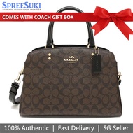 Coach Handbag In Gift Box Crossbody Bag Signature Lillie Carryall Brown Black # 91495