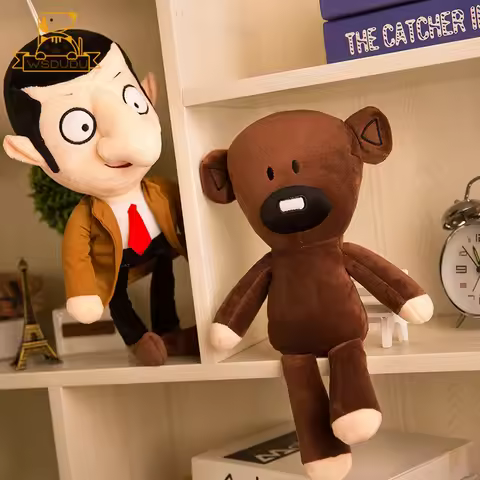 2PCSFun Mr Bean Teddy Bear Comedy Cartoon Stuffed Plush Toys Adorable Cute Brown Animals Dolls Soft 