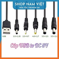 Dây Cáp Chuyển USB 5V to DC Jack 5.5 / 4.0 / 3.5 / 2.5mm Cho Quạt Sạc, Đèn Sạc, Đèn LED - Hàng Chính