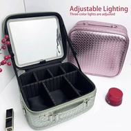 LED Portable Mirror Makeup Cosmetic Case Large Capacity Travel New Style 25 Year Storage Box High-va