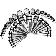 Ear Gauge Stretching Kit Stainless Steel Tapers and Plugs Set 36 Pieces 14G-00G