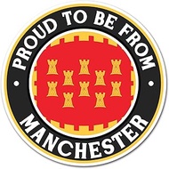 2 x 10cm Proud Manchester Vinyl Stickers - Flag to Be from England County UK GB Patriotic Travel Dec
