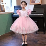 Gaun Pink Duyung Brokat Anak Import/ Baju Pesta Anak Fashion Cewek