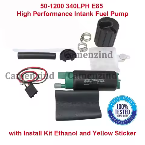 50-1200 340LPH E85 Methanol Ethanol High Performance Intank Fuel Pump +Install Kit Ethanol+ Yellow S