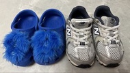 Crocs 藍色毛毛拖鞋 + New Balance 跑步鞋
