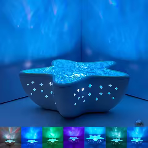 Starfish Projection Lamp 7 Colors Ocean Wave Projector Light Water Ripple Night Light Romantic Ambie
