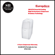 EuropAce Portable Aircon: Powerful 20K BTU - EPAC 20A. 6 Years Compressor Warranty!