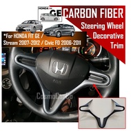 สำหรับ Honda Jazz /Fit GE 2008-2014 Stream RN Civic FD แผงพวงมาลัยคาร์บอนไฟเบอร์แผ่นครอบอุปกรณ์เสริมรถยนต์