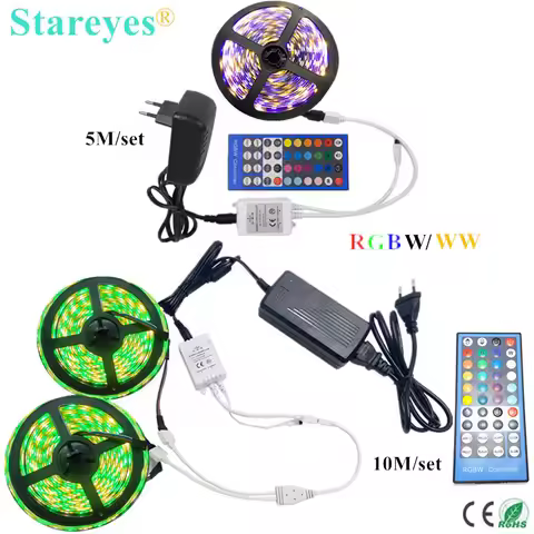 1 Set 5m 10m SMD 5050 RGBW RGBWW IP20 IP65 Waterproof LED Ribbon RGB W LED Strip light +40 key Remot