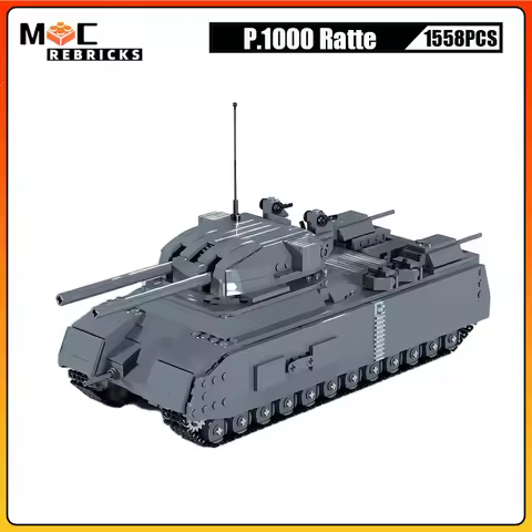 WW II Army Military Panzer P.1000 Ratte Heavy Tank Full Tracks Armored Vehicle MOC Building Blocks M