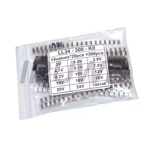 300PCS SMD Diode Set 1N4148 0.5W 1/2W 3V-24V 2V-39V SMD LL34 Zener Diode Kit