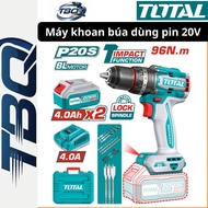 20V Cordless Hammer Drill TOTAL TIDLI20968 Torque 96Nm Brushless Motor