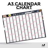 [ MENAAMI ] CARTA KALENDAR 2026 TAHUNAN YEARLY PLANNING A3 CHART WALL DESK CALENDAR PLANNER MENAAMI