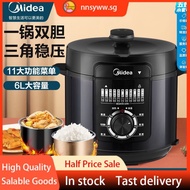 [in stock] Midea electric pressure cooker household pressure cooker 6L multi-functional automatic electric cooker one pot double container intelligent soup pot