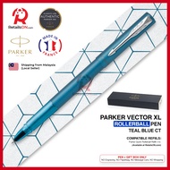 Parker Vector XL Rollerball Pen - Teal Blue Chrome Trim (with Black - Medium (M) Refill) / {ORIGINAL} / [RetailsON]